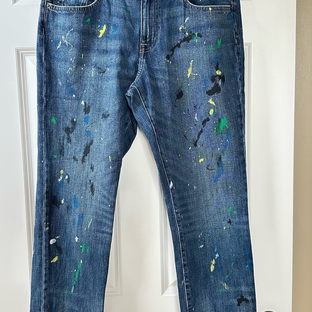 Ralph Lauren splattered women’s Blue Artistic Straight Jeans